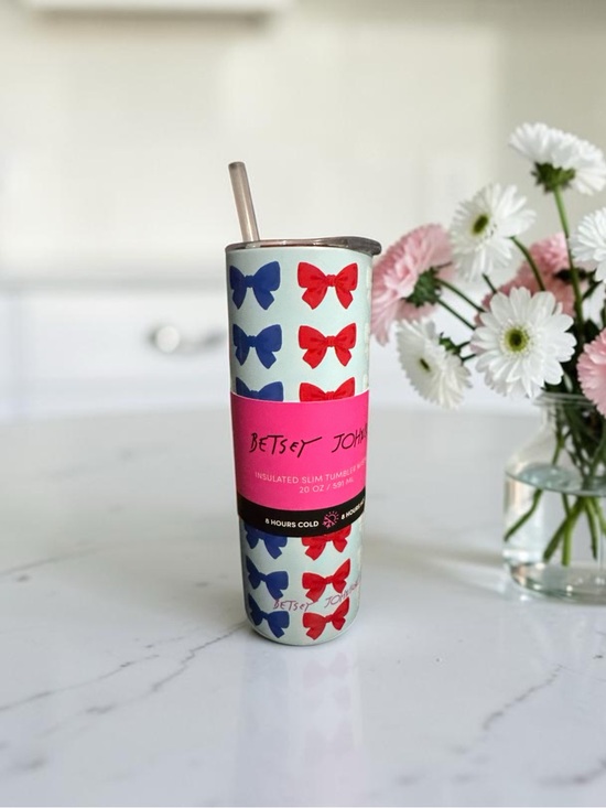 Betsey Johnson Other - Betsey Johnson Blue & Red Bow Insulated Slim Tumbler - 20 oz NWT